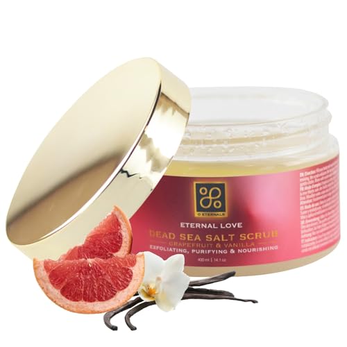 Exfoliante Corporal Pomelo y Vainilla O Eternals Sal del Mar Muerto Crema Anticelulitica Eternal Love Body Scrub Limpiador Facial Piel Puntos Negros Elimina Piel Muerta Acné Grasa.Hombre Mujer 400g