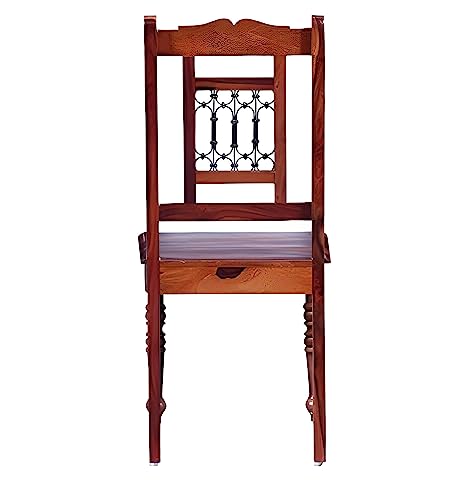 Image of Solid Sheesham Wood Set of Two Dining Chairs for Dining Room | Study Room | Office | Guest Room | Finish Color - Maple Finish |