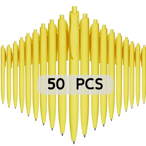Stylos à bille rétractables 1 mm encre noire lot en vrac de 50 pièces jaunes