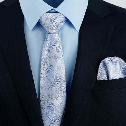 Image of Alizeal Mens 3 Pcs Long Sleeve Shirts Set | Pocket Square Necktie Perfect for Weddings Business Daily Wear