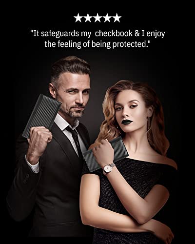 Image of Access Denied Genuine Leather Checkbook Cover For Women & Men - Checkbook Holder For Duplicate Checks Card Wallet RFID