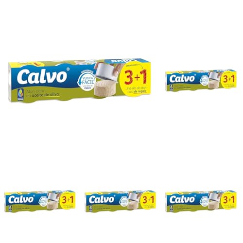 Calvo Atún Claro en Aceite de Oliva Pack de 3+1, 260g (Paquete de 5)