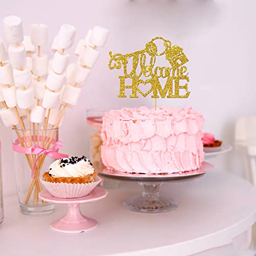 Monmon & Craft Welcome Home Cake Topper / New Home / Retirement Party Decor / Welcome Back / Retiring From The Army Party Decorations Gold Glitter #TOP4