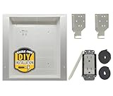 DataComm Electronics 45-8011-1P Multi-Functional Recessed Media Box with Integrated Duplex Power Receptacle For Seamless Home & Office Connectivity Solutions, In Wall Box, Hides TV Outlet & Cables