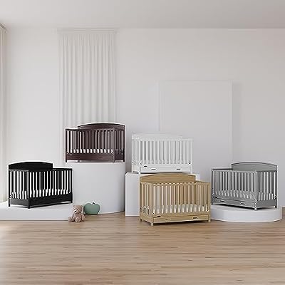 Graco Benton 5-in-1 Convertible Crib with Drawer GREENGUARD Gold Certified, Converts from Baby Crib to Toddler Bed, Daybed -Size Bed, Full-Size Nursery Storage Drawer (Black)