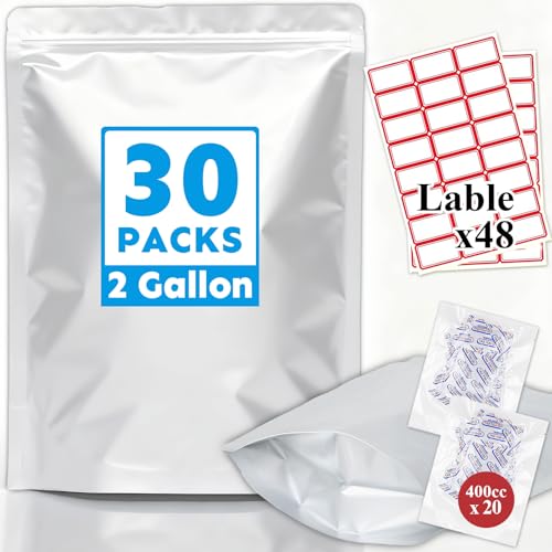 Cloudslucky Mylar Bags 2 Gallon Food Storage (30-Pack)