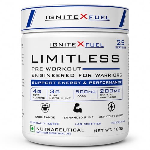 Image of Limitless Pre Workout Powder 25 Servings, Fruit Punch, 100g