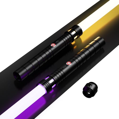 Lightsaber, Dueling Lightsabers 2 Pack - Metal Hilt Double Bladed RGB Lightsaber with 20 Gradient Colors 4 Modes 40-inBlades USB Rechargeable Adult Kids Toys for Halloween Christmas Birthday Gifts