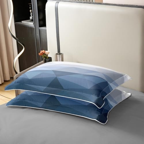 Housse de couette 200x200 enfant coton parure de lit triangle bleu - 5