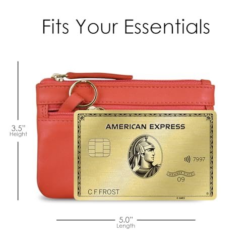 Image of ili New York Leather Mini Compact Coin Purse - Coral