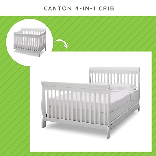 Image of CC KITS Full-Size Conversion Kit Bed Rails Compatible with Canton Deluxe Convertible Crib by Delta Children - Solid Wood Rail #0050 - Toddler & Adult Bed Rail - Nursery Furniture (Bianca White - 130)