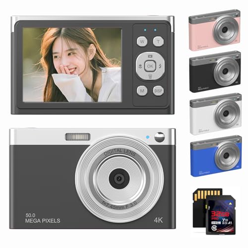【32GBカード付属】4K Ultra HD ミニデジタルカメラ Amazon | EdwAL 5000万画素 4K録画 2.88インチ デジタルカメラ 32GB SD