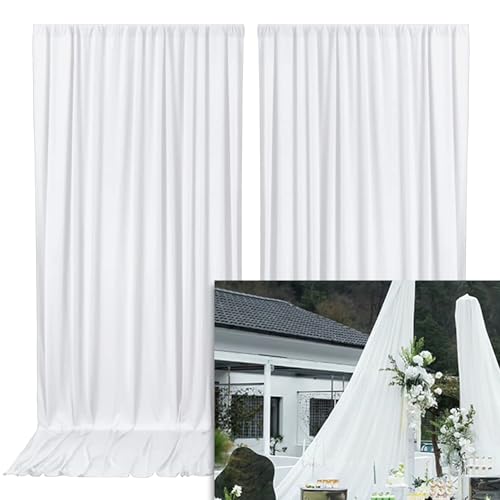TOAOFY 10x12ft White Backdrop Curtains Wedding Background Drapes (2 Panels 5x12ft) Matte White Drapes for Backdrop Decoration Bright White Droop Backdrop Photography Video Studio Props TAYHQ001