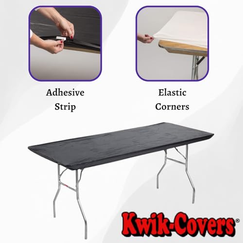 Image of Kwik-Covers 6' Rectangle Plastic Table Covers 30 inch x 72 inch, Bundle of 5 (Black)