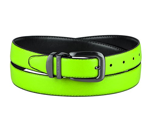 Reversible Belt Wide Solid Colors Black Bonded Leather Pewter-Tone Bkle