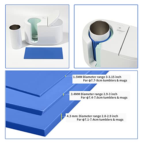 Pyd Life 9.8 X 4.7 Inch Silicone Sublimation Mug Tumbler Wrap Blue Insert For Cricut Mug Press Accessories,3 Pieces 3 Thicknesses Suitable For Sublimation Tumbler Blanks Tumbler Press Attachment #TOP2