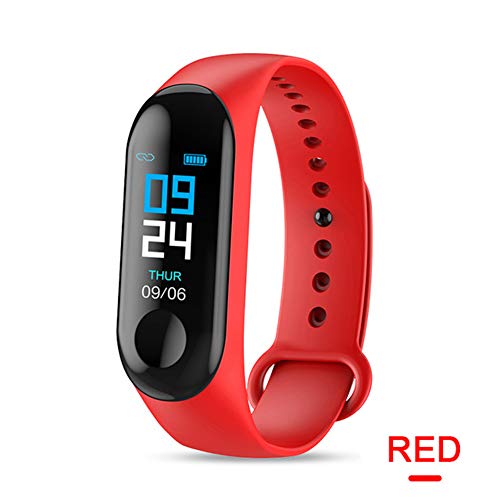 VIWIV Fitness Pulsera Podómetro Medidor De Presión Arterial Impermeable Vida Monitor De Ritmo Cardíaco M3 PK Salud Pulsera Mi Banda 3,Red