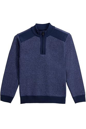 X RAY Boys (6-12) Quarter Zip Fleece Flannel Lining Sweater, Classic Fit Mock Neck Knit Kids Sweater for Fall and Winter