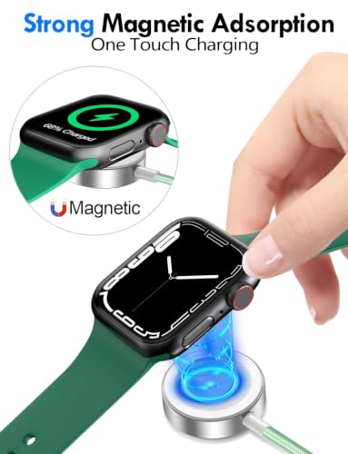 Image of 2Pack Travel Essentials for Apple Watch Charger,3-in-2 Multi Charging Cable | Cruise Vacation Camping Essentials for iPhone Charger,Type C /Lightning for iWatch,iPhone 17-12,Xbox Series X&S-4FT Green