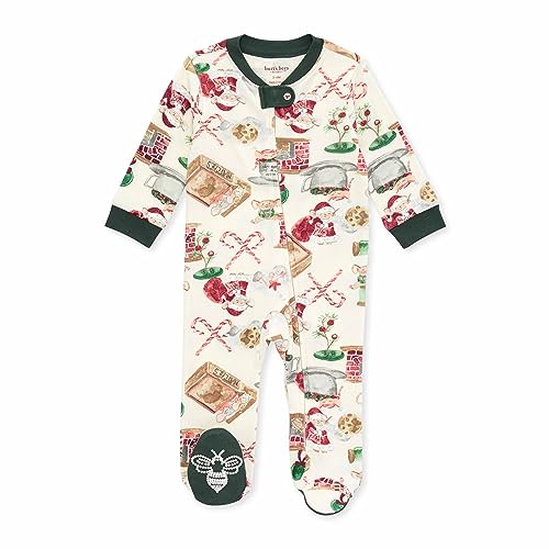 Image of Burt's Bees Baby Girls Footed One-Piece Pajamas, Sleep and Play Loose Fit, 100% Organic Cotton, Sizes NB to 6-9 Months
