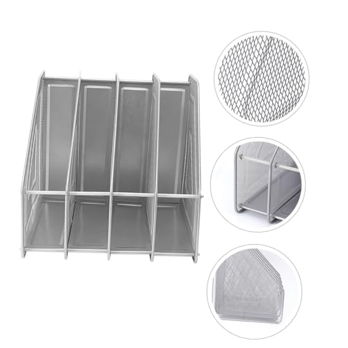 Organisateur de documents métal argenté 4 compartiments 31x30x30cm - 2