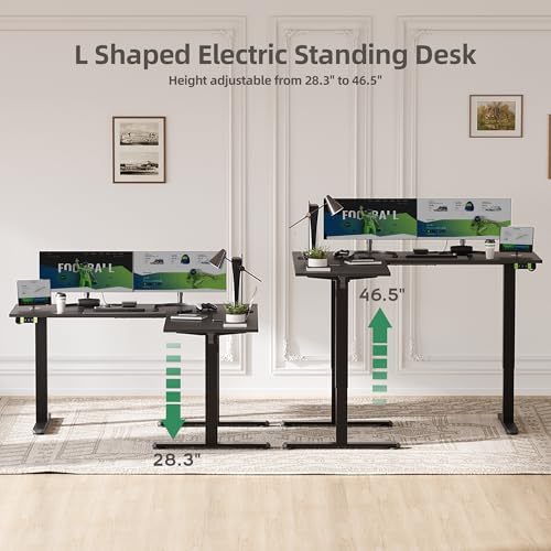 Image of Claiks Electric L-Shaped Standing Desk with Dual Motors, 59Inch Black