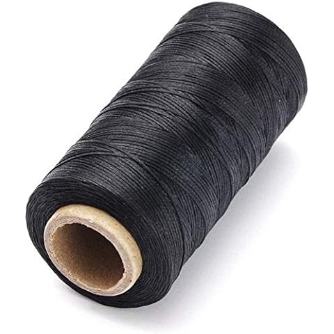 YMLOVE DIY Hand Leather Stitching Leather Waxed Thread Sewing Waxed Thread Cord for Leather Upholstery Craft DIY,Flat Wax Wire Polyester Line 50m 4 Specification selection (Black) Cover