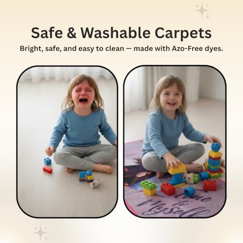 Image of Athom Living Disney Frozen Runner Carpet 2x4.5 Ft, Soft Printed Mat with Anti-Skid Backing, Durable Washable Runner for Kids Bedroom, Play Area & Playroom Decor