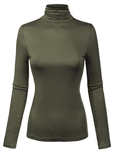 Image of MixMatchy Women's Slim Lightweight Long Sleeve Pullover Turtleneck Mock Shirts Base Layer Undershirts Active Tops
