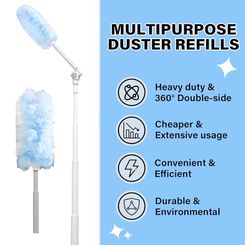 Image of Compatible Duster Refills for Swiffer: 360 Heavy Duty Disposable Microfiber - 20 Count with 1 Foldable Handle Ergonomic Design Efficient Cleaning for Home Offices Schools Commercial Spaces