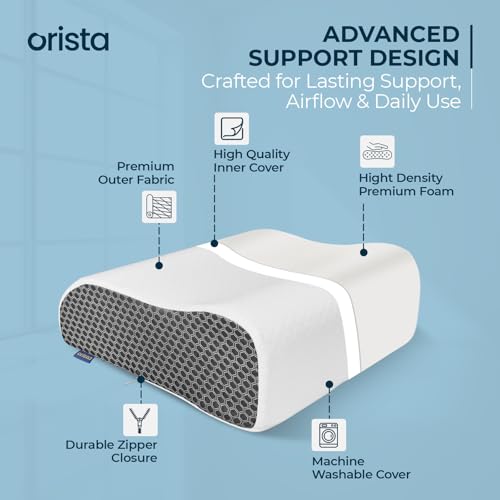 Image of Orista Contour Leg Elevation Pillow I Orthopedic Memory Foam Wedge for Pain Relief, Swelling, Varicose Veins & Post-Surgery Recovery I Washable Cover & 2-Year Warranty