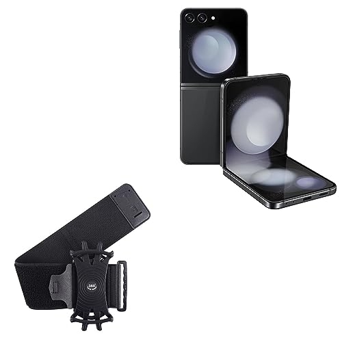 BoxWave Holster Compatible with Samsung Galaxy Z Flip 5 - ActiveStretch Sport Armband, Adjustable Armband for Workout and Running - Jet Black