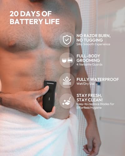 Image of MANSPOT Manscape Groin Hair Trimmer for Men, Electric Ball Trimmer /Shaver, Replaceable Ceramic Blade Heads, Waterproof Wet /Dry Groin & Body Shaver Groomer,90 Minutes Shaving After Fully Charged