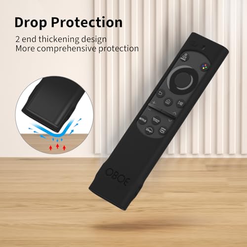 Image of Oboe Silicone Tv Remote Cover Compatible with Samsung Smart Tv Remote BN59-01311 Samsung QLED TV Remote Half Wrap Protective Case with Loop (G-Black) [Remote NOT Included]