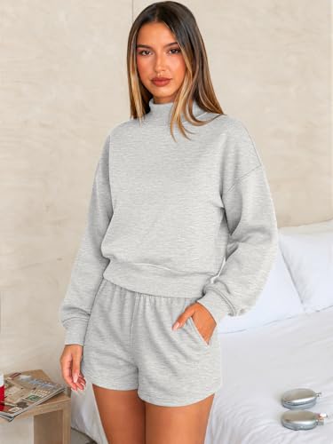 ATHMILE Womens Mock Neck Cropped Sweatshirts High Neck Turtle Neck Tops - image 3