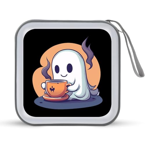 Halloween Ghost Coffee CD Case Portable DVD Holder Storage Organizer for Home Travel