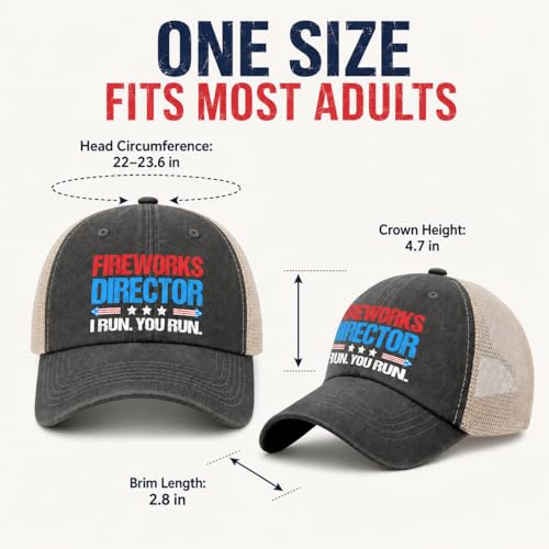 Image of 4th of July 250th Anniversary Dad Hats - Just Here for the Fireworks, Fireworks Director - Patriotic Baseball Cap