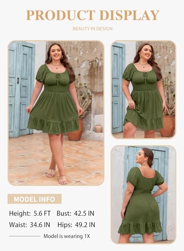 Eytino Plus Size Dress for Women Short Sleeve Sweetheart Neck Casual Casual Mini Short Dresses(1X-5X)3