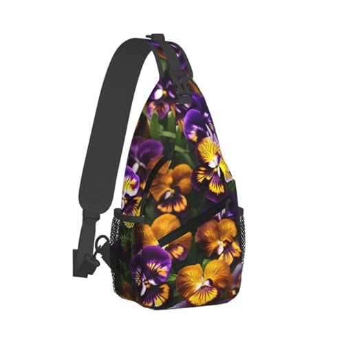 Mochila tipo bandolera negra con estampado floral miniatura 2