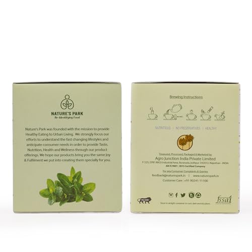 Image of Nature's Park Mint Green Tea - 20 Premium Tea Bags - Cool & Refreshing - Made with 100% Loose Leaf & Mint - Peppermint Herbal Tea 150g