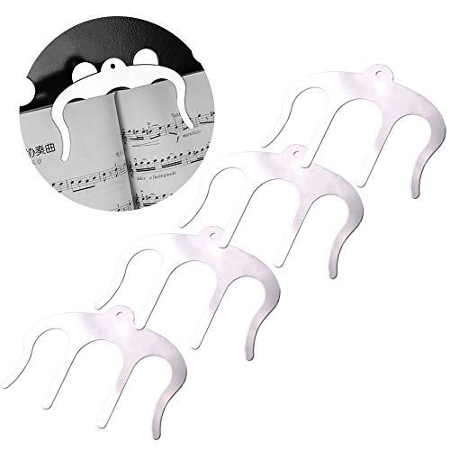 Music Book Clip Page Holder-Metal Sheet for Music Page, Book Page, Cookbook Page (Silver Book Clips)