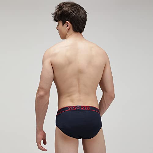 Image of sporto Men's Solid Cotton Brief with Soft Elastic Waistband (Pack of 3) Black