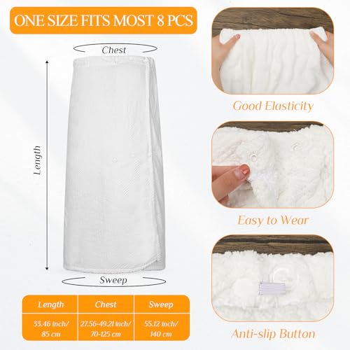 Image of Tigeen 8 Pcs Spa Wrap Towel Wrap for Women Spa Robe with Adjustable Closure Elastic Top Lightweight Wraps for Bath Shower (White,M)