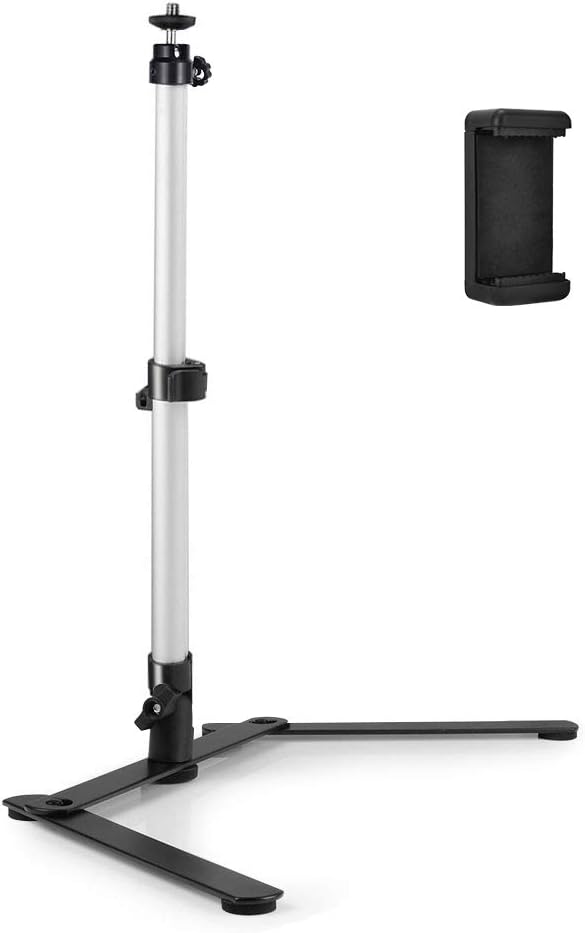 UTEBIT Photo Copy Stand Macro Camera Table Top Monopod Stand with 360 Degree Swivel Ball Head Mount & Cellphone Clamp for DSLR Video Photography