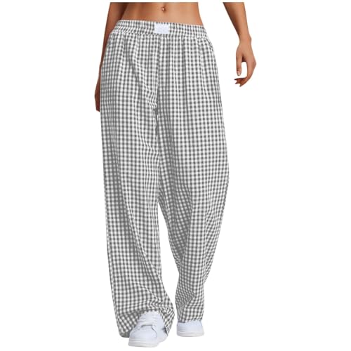 HGps8w Women's Plaid Jajamas Pants, Casual 2025 Summer Gingham Sleep Pants Trousers Lounge Beach Pjs Bottoms