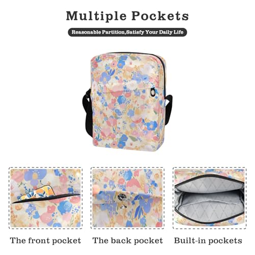 KLL Pastel Pink Blue Floral Print Elegant mens messenger bag crossbody Vegan Leather Shoulder Bag Shopping Shoulder Handbag2