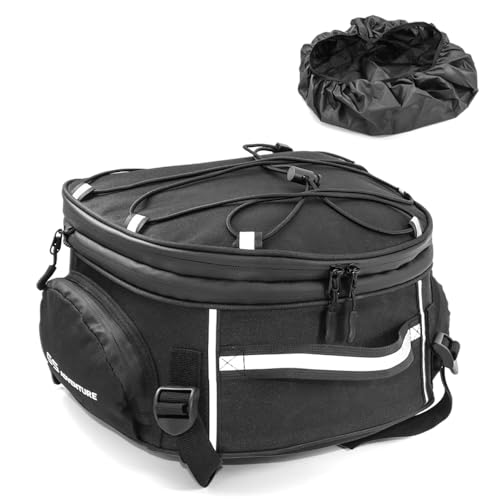 Alforja para motocicleta impermeable y expandible 18-20L, bolsa trasera de carga con accesorios, cierre cremallera, color negro, modelo CJB024N miniatura 1