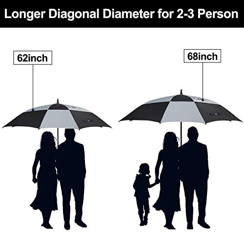 G4Free Extra Large Golf Umbrella 62/68 Inch Vented Square Umbrella Windproof Auto Open Double Canopy Oversized Stick Umbrella #TOP5