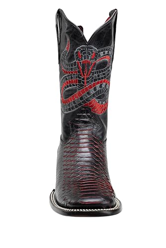 Joe Boots Exotic Python Leather Print Men's Western Boot: Square Toe Cowboy, Rodeo Boots Bi-tone2