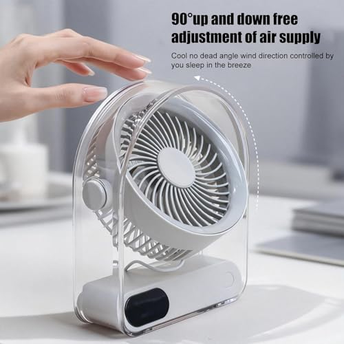 Petit ventilateur de bureau USB rechargeable silencieux 5 vitesses pour table - 5